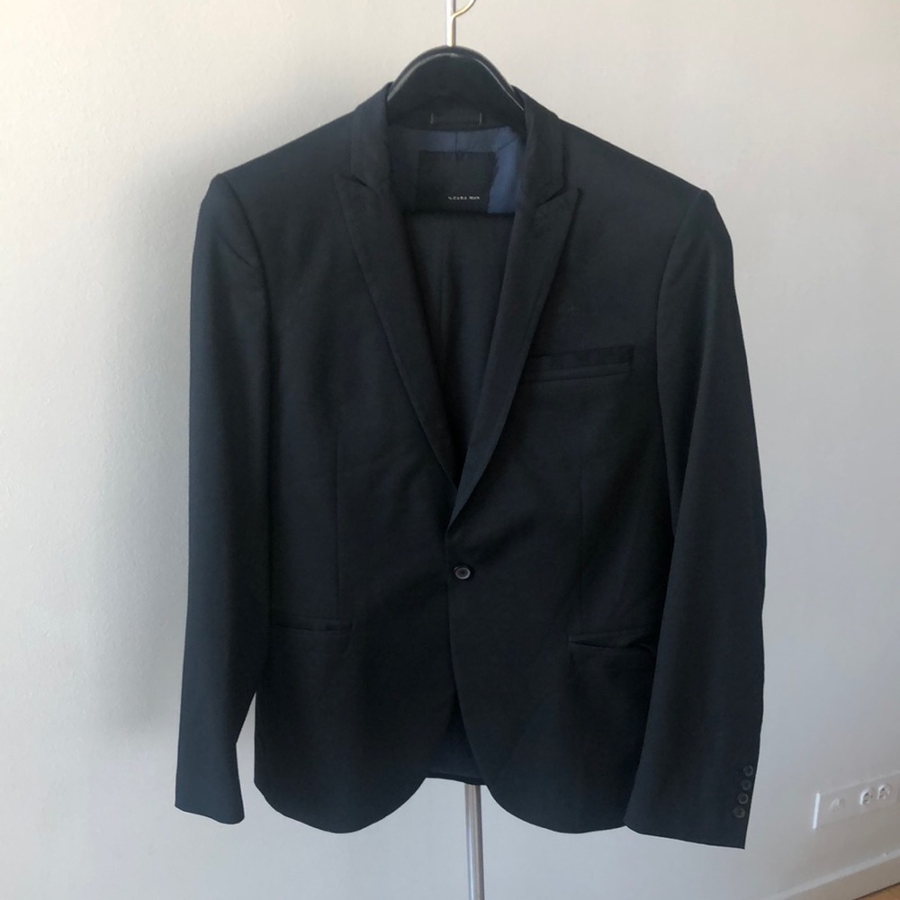Zara black tag tuxedo  one button suit